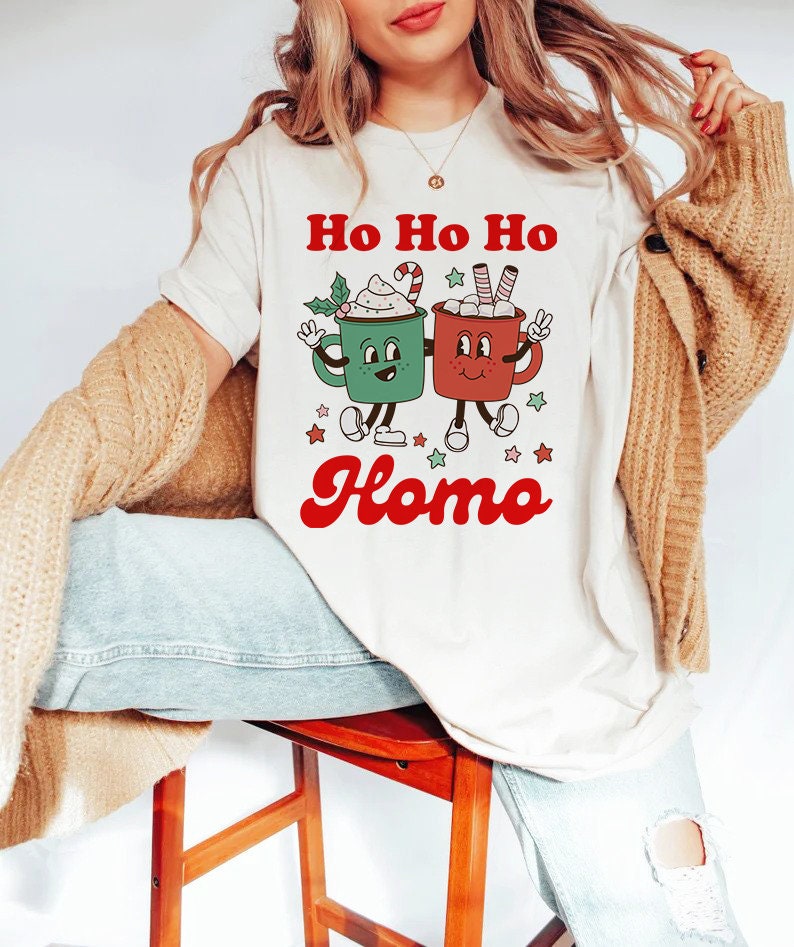 Ho Ho Homo shirt | gay christmas shirt | lesbian christmas shirt | lgbtq christmas shirt | queer christmas shirt | gay santa retro gay xmas