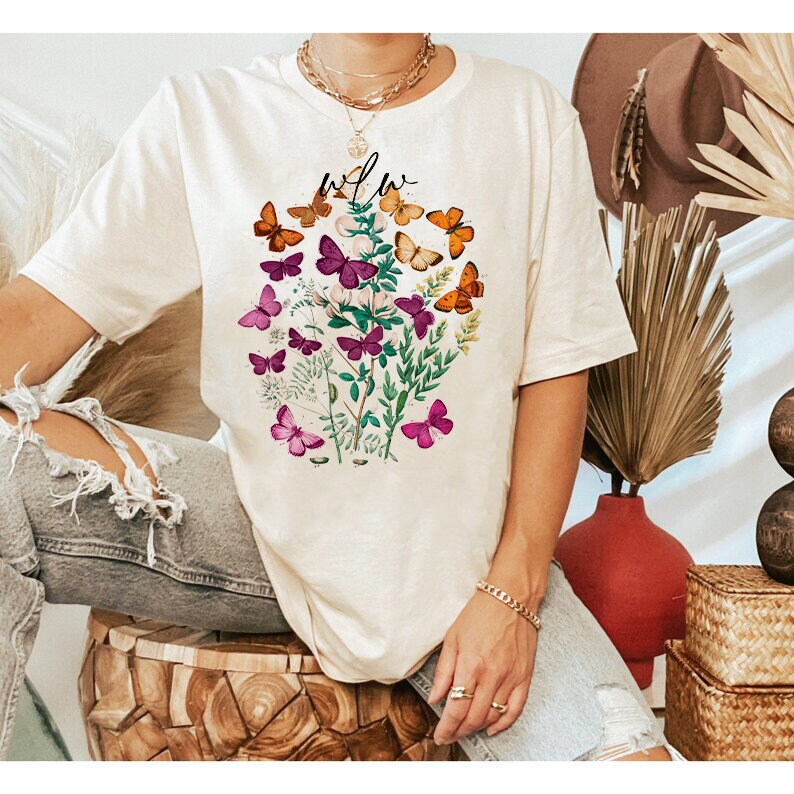 butterfly cottagecore lesbian pride shirt