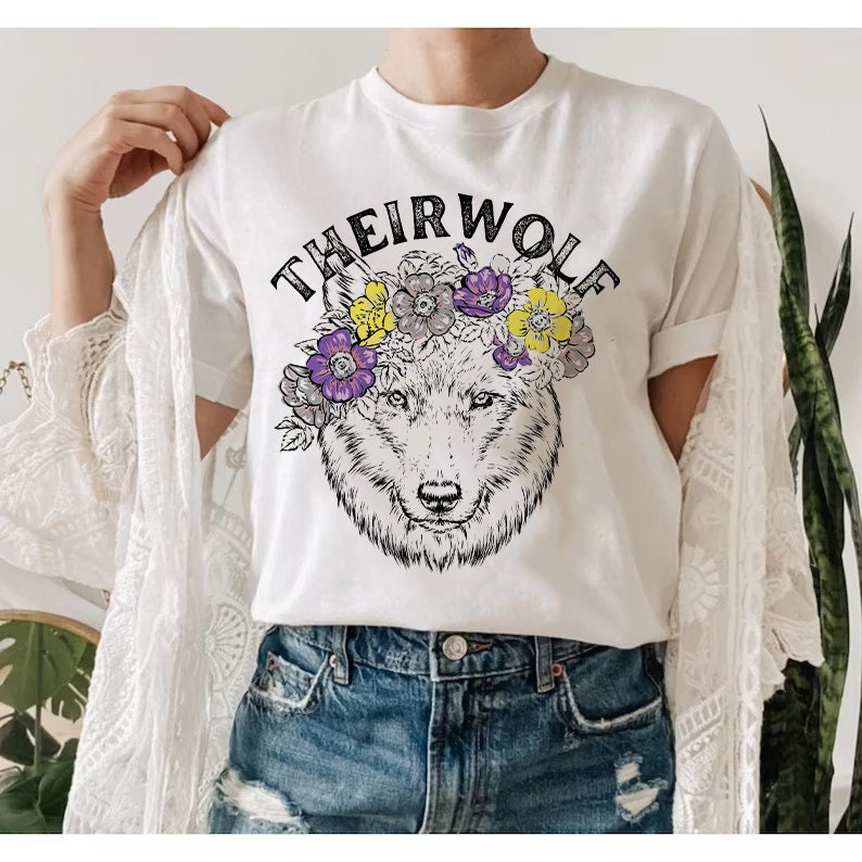Theirwolf shirt | nonbinary shirt | nonbinary pride | nonbinary gift | nonbinary cryptid | enby | agender | nonbinary identity | they them