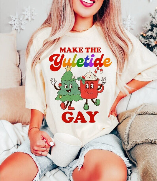 Make the yuletide gay shirt | gay christmas shirt | lgbtq christmas | retro gay xmas | gay couple christmas | lesbian | gay holiday | queer