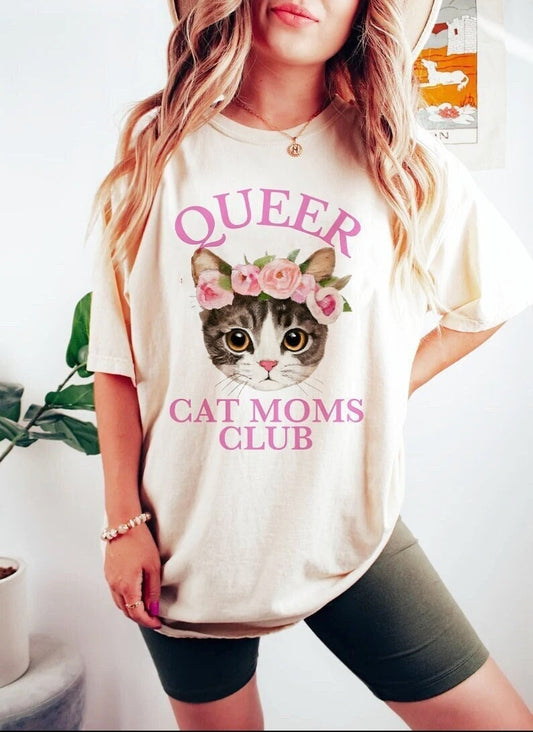 Queer cat moms club shirt