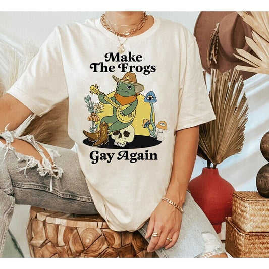 Make the frogs gay again shirt | gay frog | chemicals in the water | funny lgbtq pride | cottagecore | queer frog | non binary | lesbian |