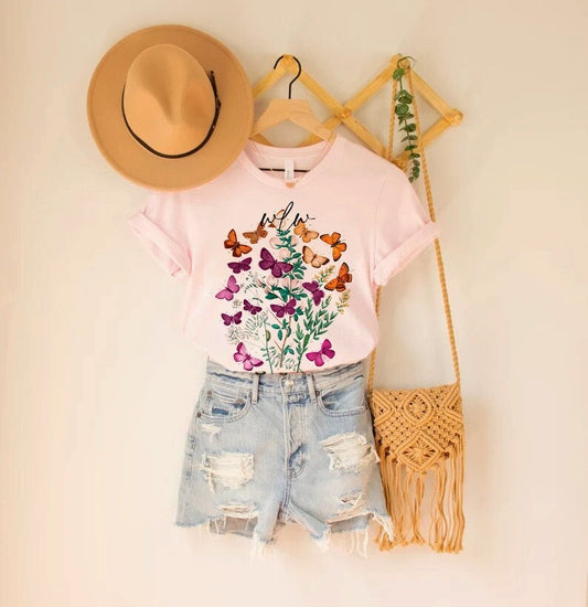 butterfly cottagecore lesbian pride shirt