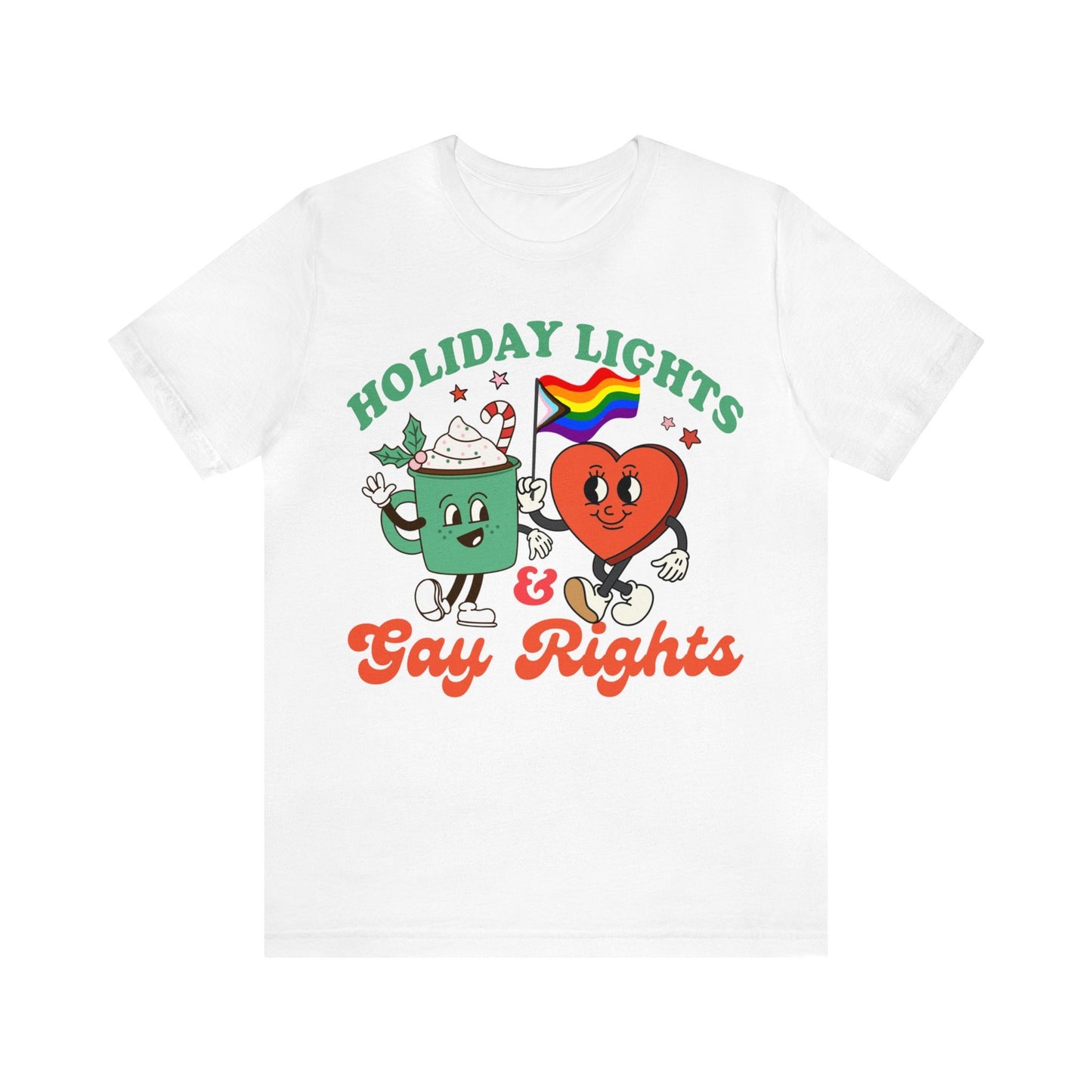 Holiday lights and gay rights shirt | lgbtq pride christmas | gay xmas | retro queer christmas | lesbian | holiday | bisexual | trans xmas