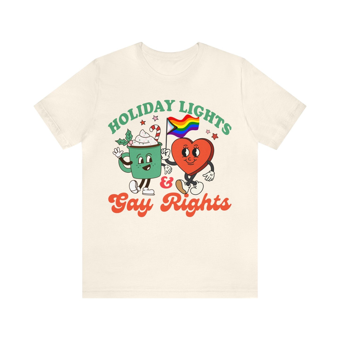 Holiday lights and gay rights shirt | lgbtq pride christmas | gay xmas | retro queer christmas | lesbian | holiday | bisexual | trans xmas