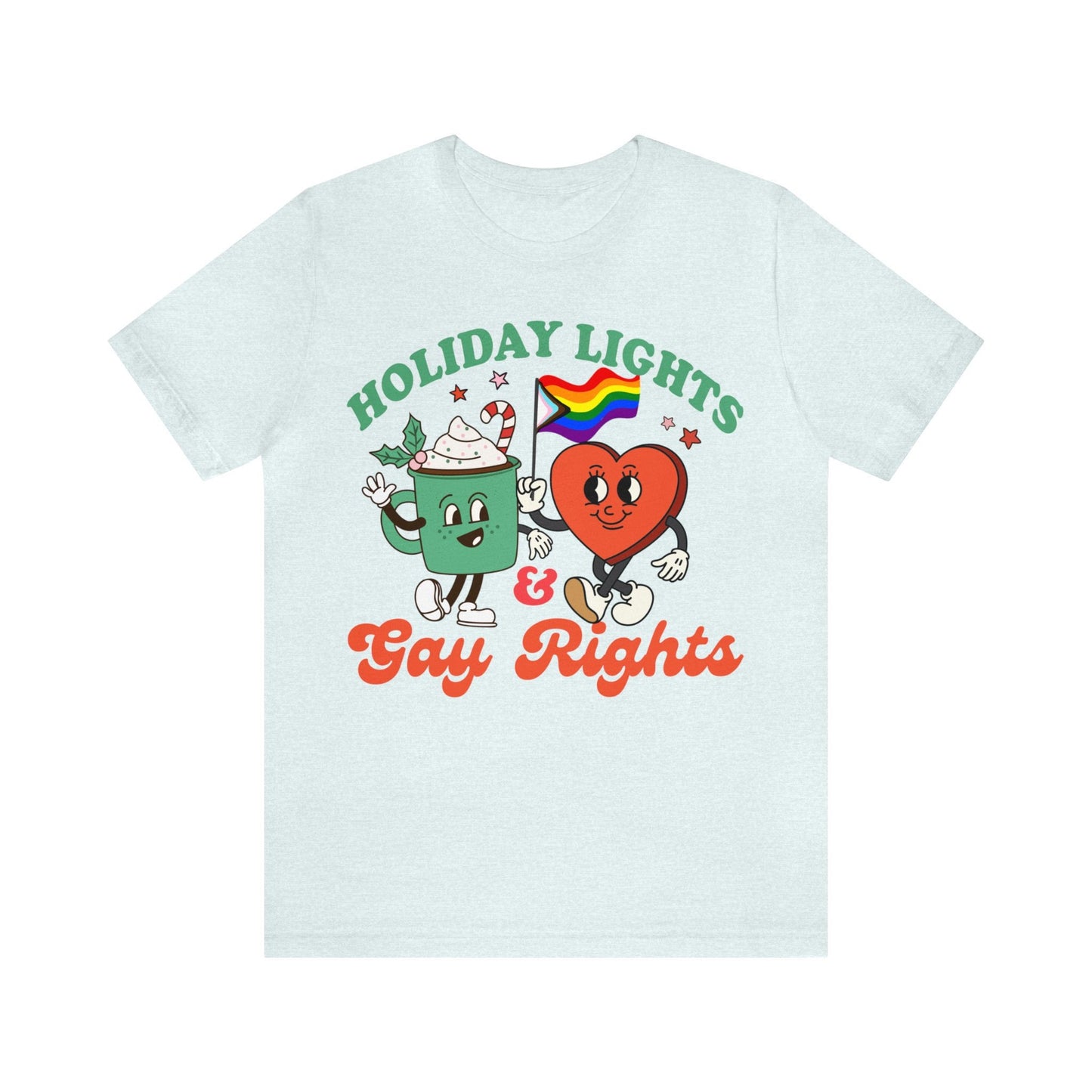 Holiday lights and gay rights shirt | lgbtq pride christmas | gay xmas | retro queer christmas | lesbian | holiday | bisexual | trans xmas