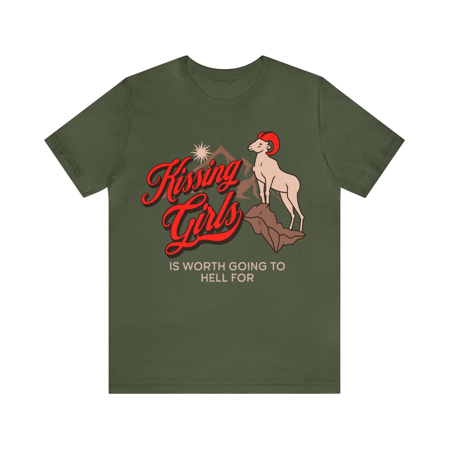 Kissing girls is worth going to hell for | sapphic shirt | lesbian vampires | subtle lesbian | lesbian clothes | femme lesbian | bisexual