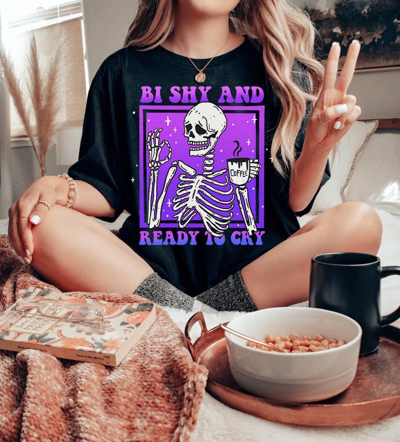 Bi shy and ready to cry | bisexual pride shirt | bi pride shirts | subtle bi pride | funny bisexual shirt | pride merch | bisexual anxiety |