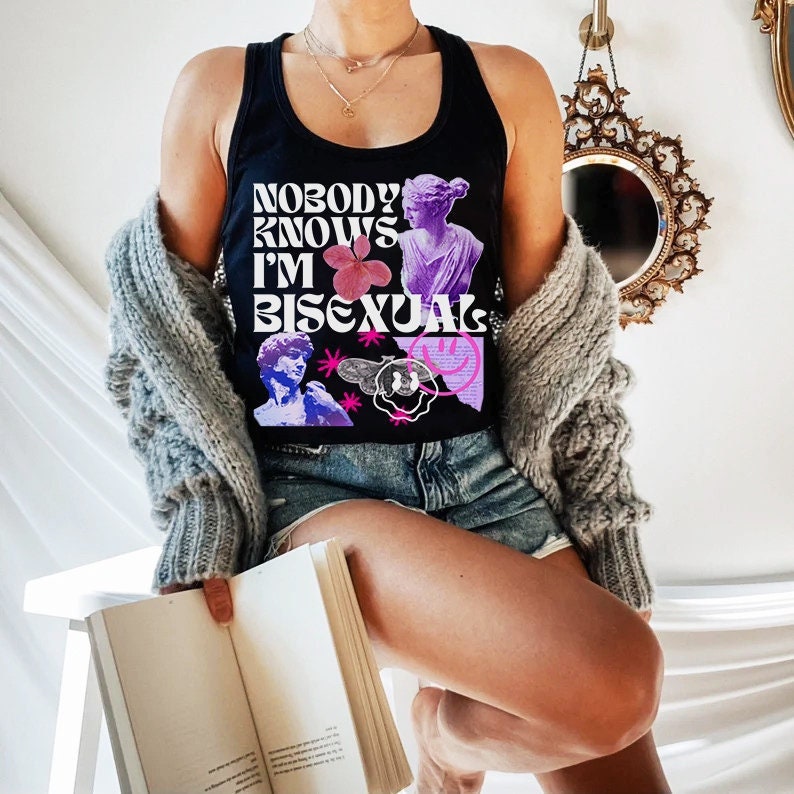Nobody knows im bisexual tank top | bisexual tank top | subtle bisexual | bi pride | bi wife energy | bisexual gift | funny bisexual |