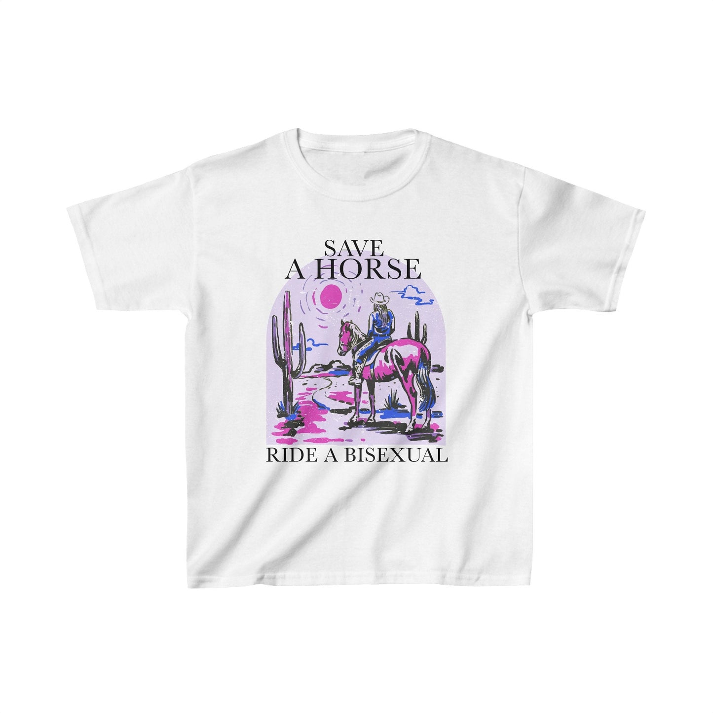 Save a horse ride a bisexual | bi pride shirt | bisexual retro 90s crop to | subtle bi pride | pride merch | bisexual cowgirl | cool queer