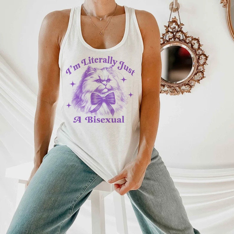 I'm literally just a bisexual tank top | bi clothing | bisexual tank | bi pride shirt | funny bisexual | subtle bisexual | queer tank top |