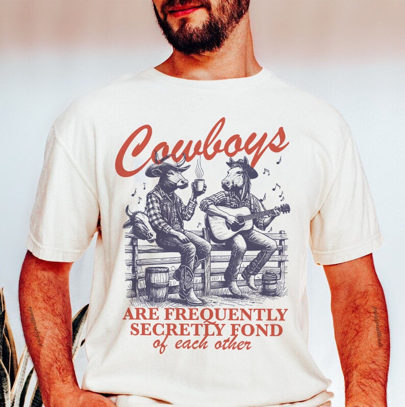 Cowboys are frequently secretly fond of each other | gay cowboy | cool queer shirt | gay boyfriend gift | gay bear shirt | retro lesbian