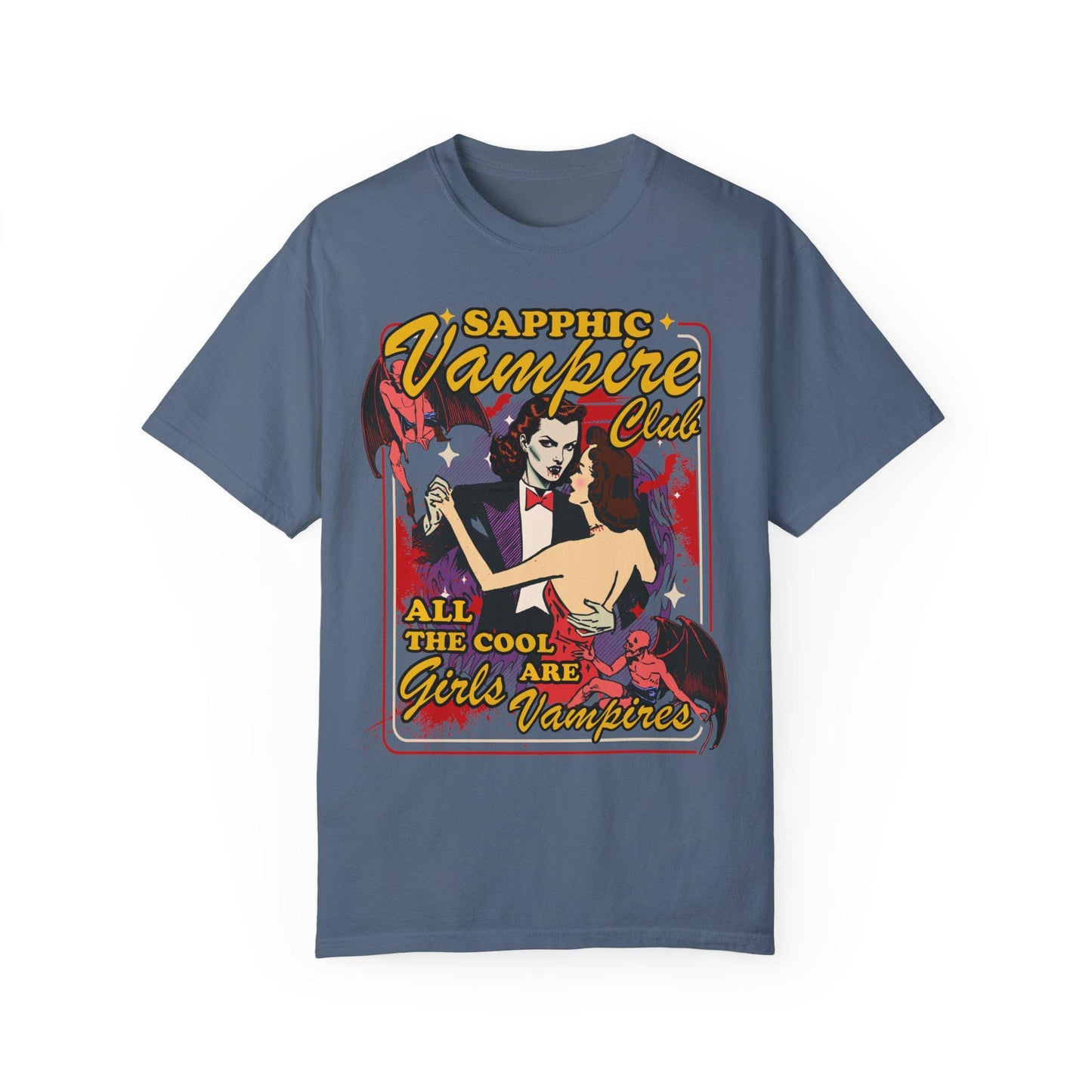 Comfort Colors Sapphic vampire club | lesbian vampires | bisexual vampires | gay vampires | gay halloween gifts | feminist halloween | trans