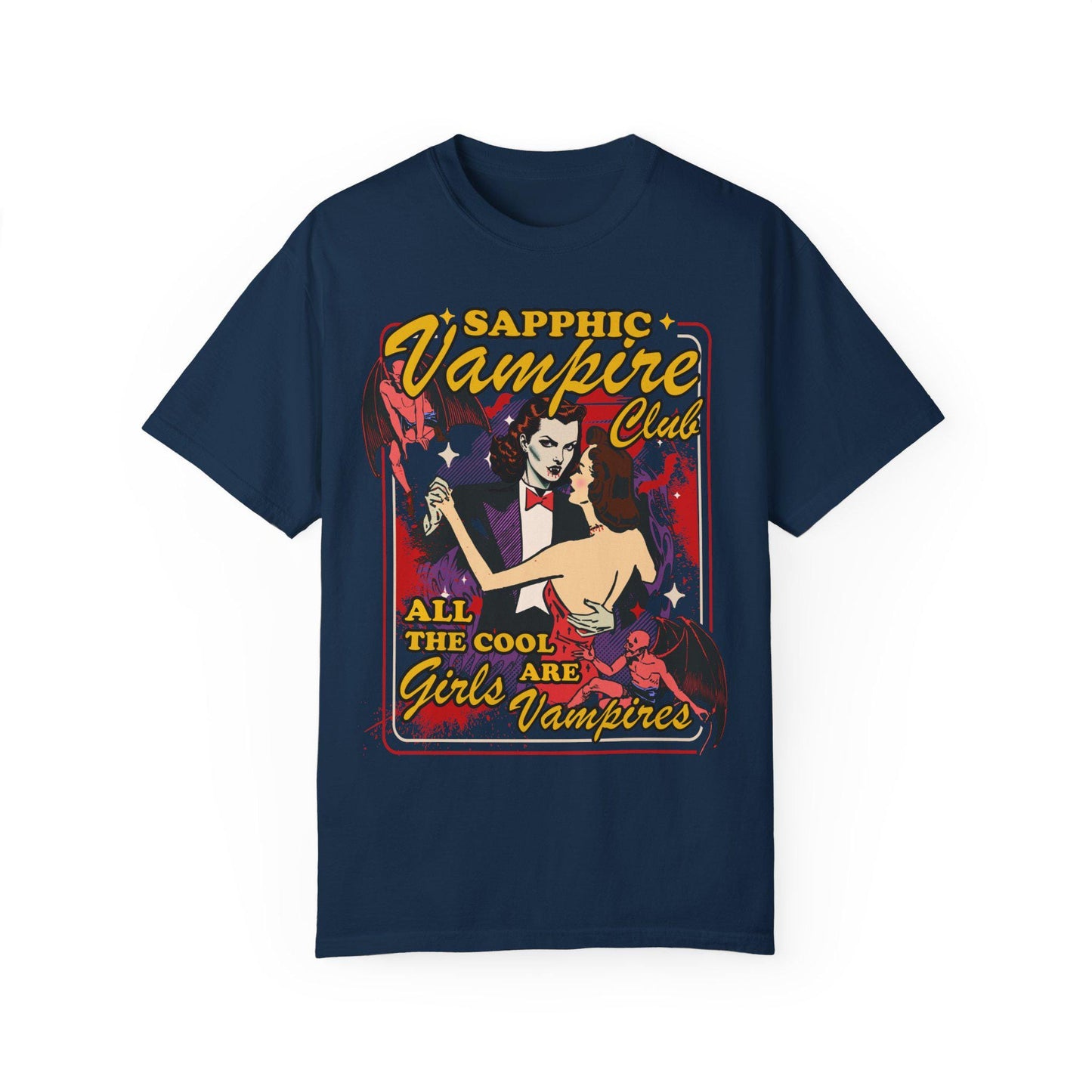Comfort Colors Sapphic vampire club | lesbian vampires | bisexual vampires | gay vampires | gay halloween gifts | feminist halloween | trans