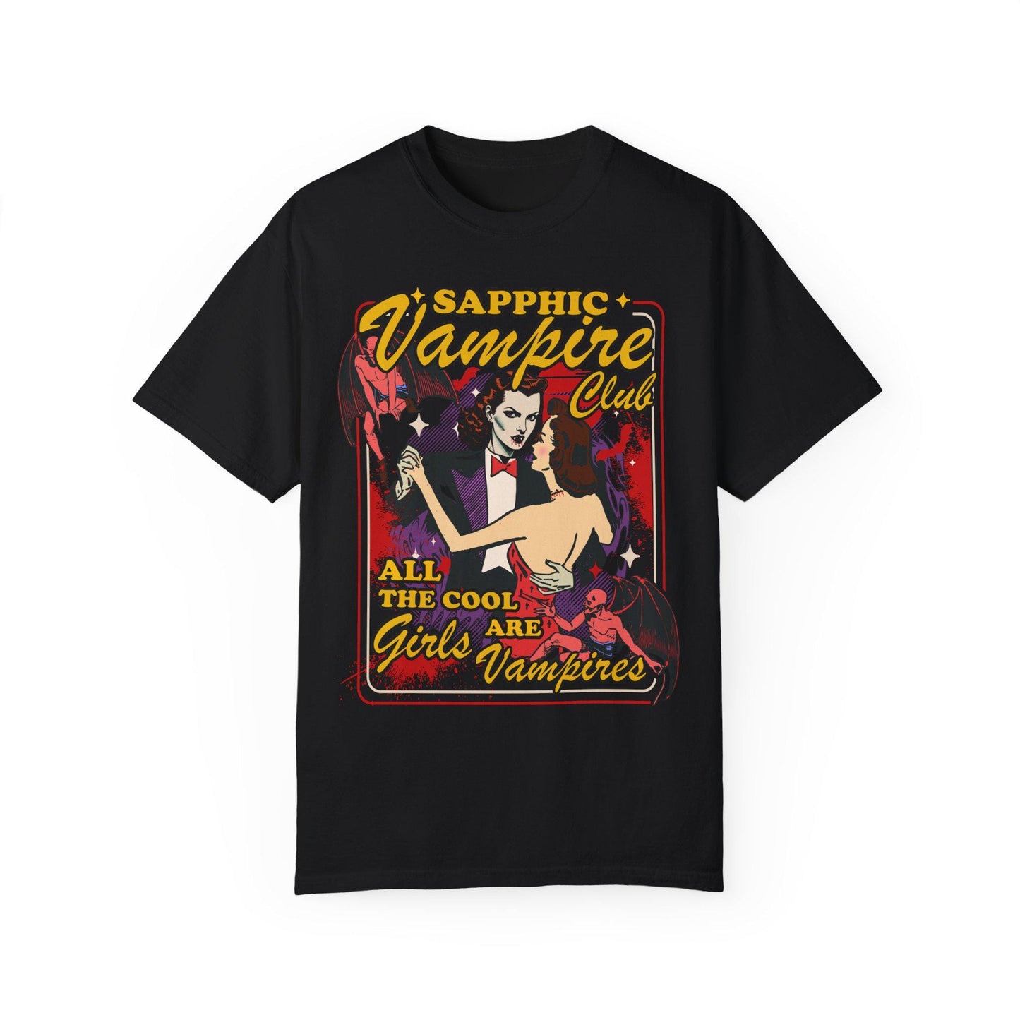 Comfort Colors Sapphic vampire club | lesbian vampires | bisexual vampires | gay vampires | gay halloween gifts | feminist halloween | trans