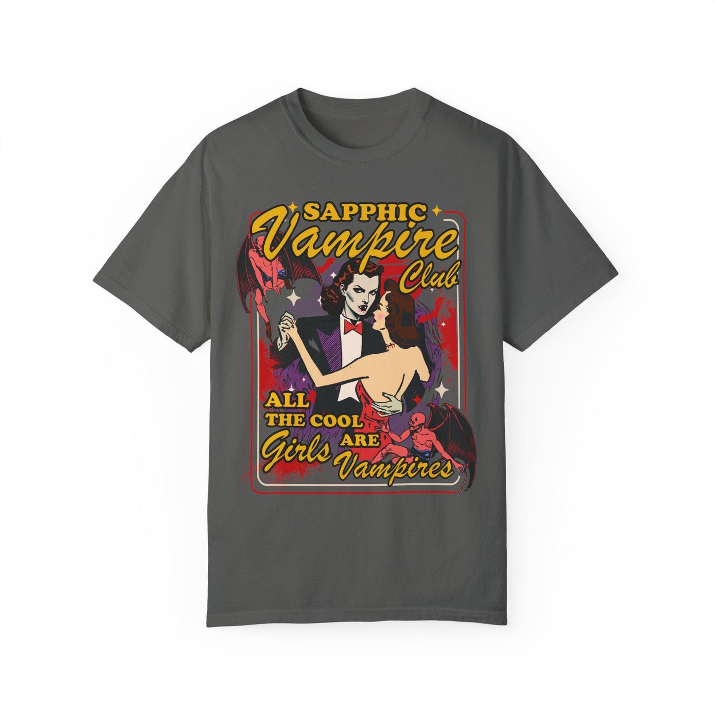 Comfort Colors Sapphic vampire club | lesbian vampires | bisexual vampires | gay vampires | gay halloween gifts | feminist halloween | trans