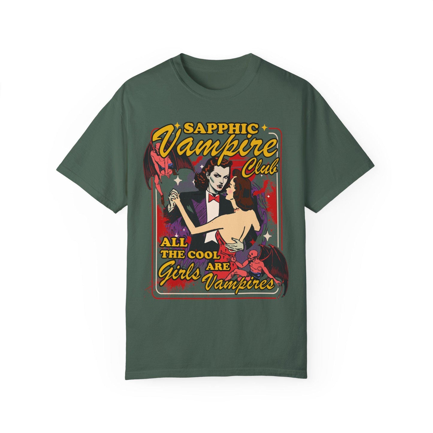 Comfort Colors Sapphic vampire club | lesbian vampires | bisexual vampires | gay vampires | gay halloween gifts | feminist halloween | trans
