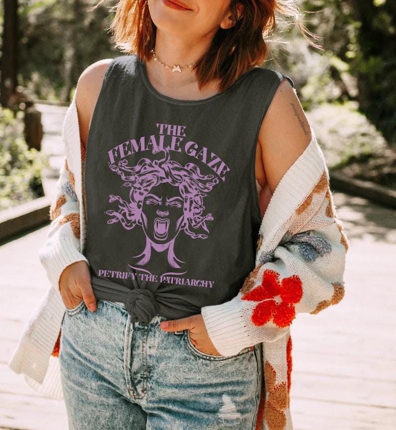 The female gaze petrify the patriarchy | feminist tank top | feminist halloween shirt | Spooky Liberal feminist witch | burn the patriarchy