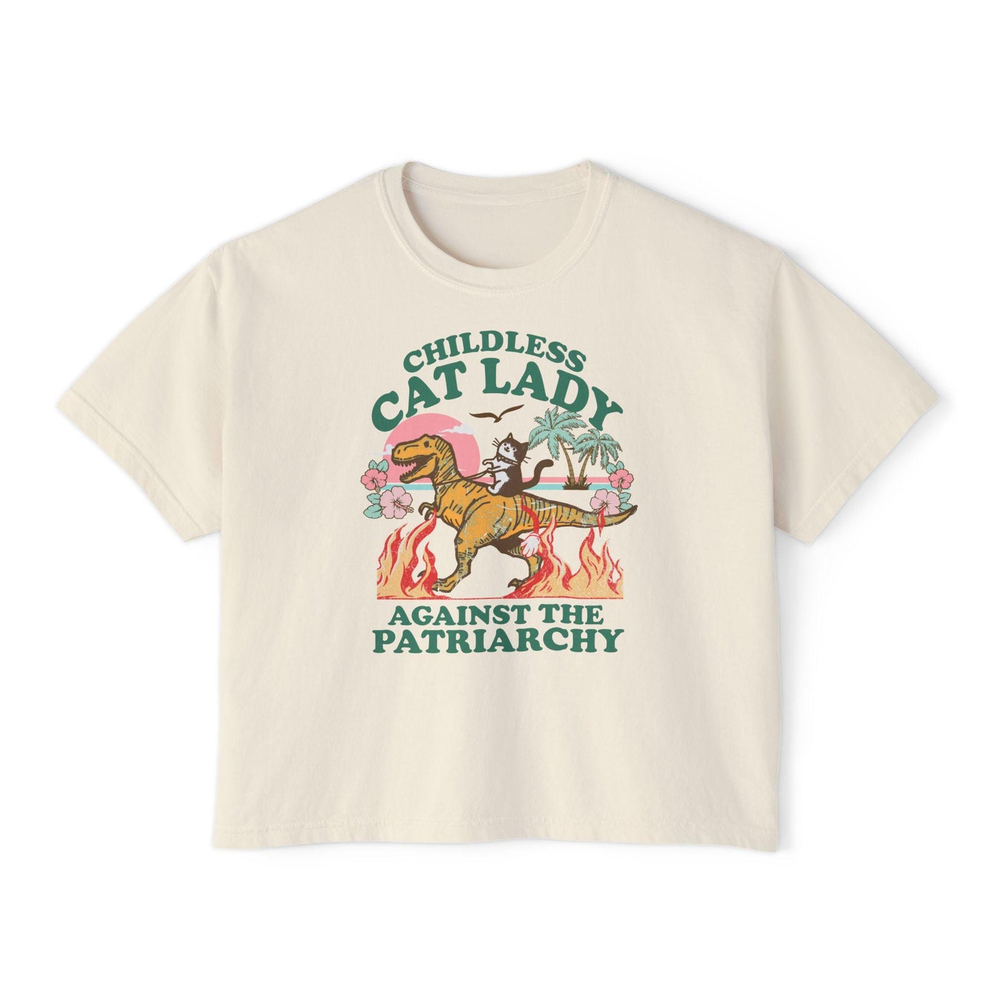 Childless cat lady against the patriarchy boxy tee | semi cropped | Cat lady Kamala | Kamala Harris designs | Kamala Harris meme | coconut