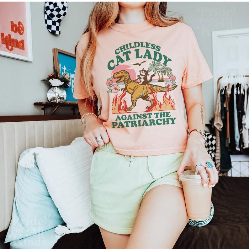Childless cat lady against the patriarchy boxy tee | semi cropped | Cat lady Kamala | Kamala Harris designs | Kamala Harris meme | coconut