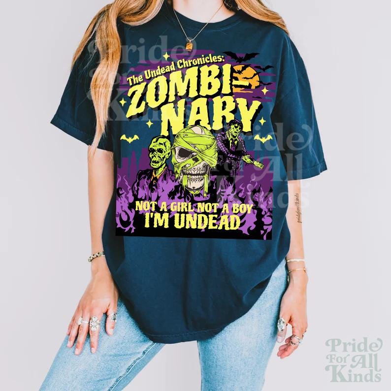 nonbinary shirt | Zombinary | nonbinary halloween | nonbinary gifts | nonbinary parent | enby | enby unisex tshirt | gay halloween pride |