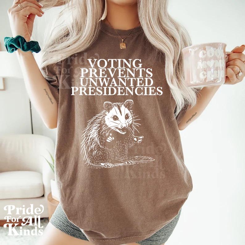 Voting prevents unwanted presidencies | roevember | reproductive rights | pro roe 1973 | Kamala Harris meme | cat lady | abortion rights tee