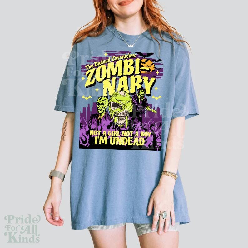 nonbinary shirt | Zombinary | nonbinary halloween | nonbinary gifts | nonbinary parent | enby | enby unisex tshirt | gay halloween pride |