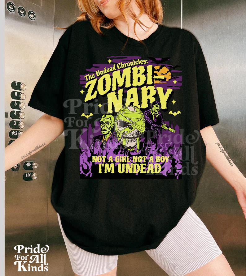 nonbinary shirt | Zombinary | nonbinary halloween | nonbinary gifts | nonbinary parent | enby | enby unisex tshirt | gay halloween pride |