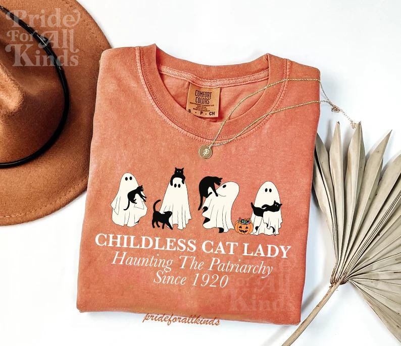 Spooky childless cat lady shirt | haunt the patriarchy | funny cat ghost | spooky cat shirt | feminist witch | feminist halloween | hex