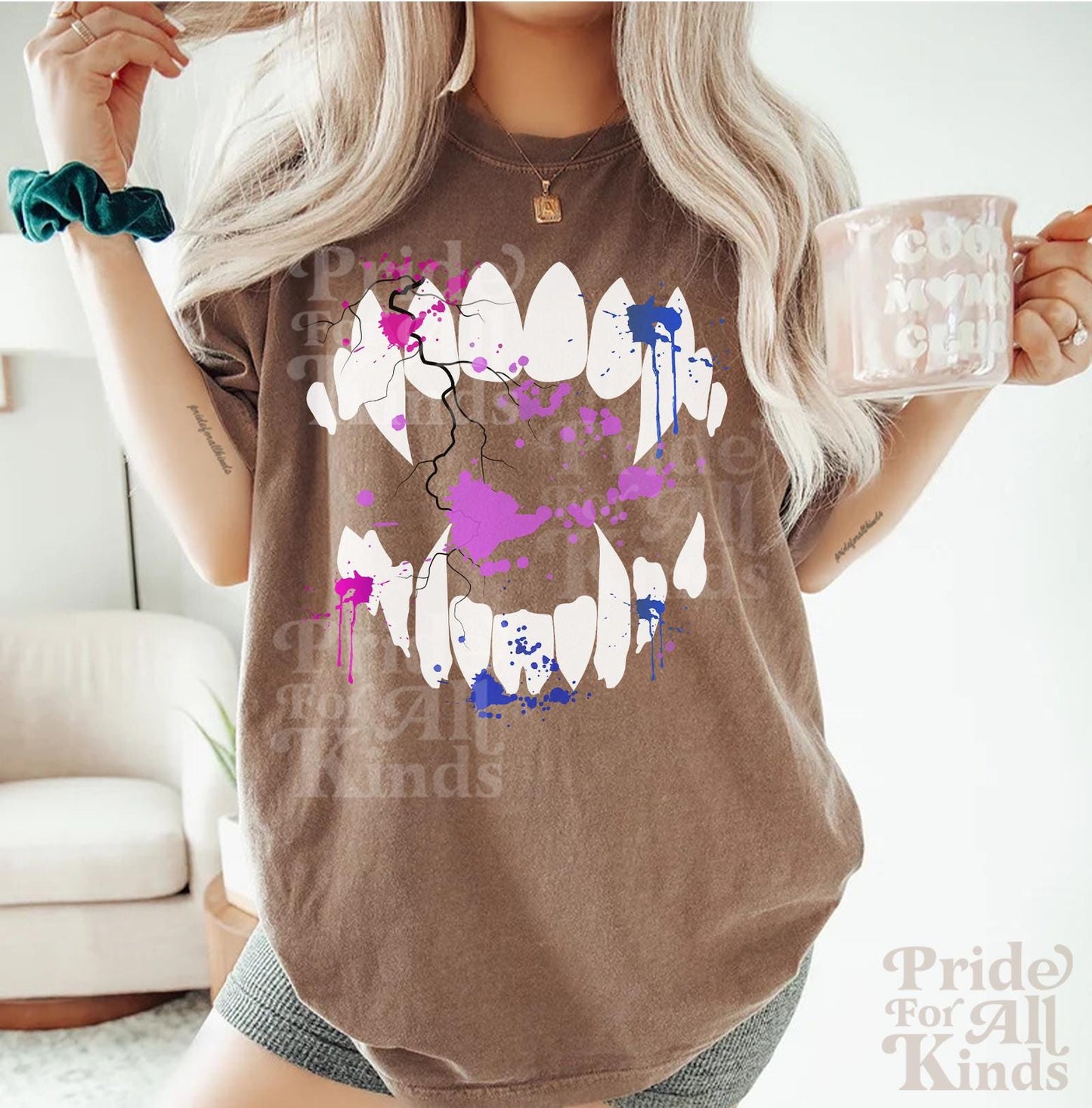 Bisexual vampire | bisexual halloween | gay halloween | subtle bi pride | queer vampire | lgbtq halloween | bi pride shirts | men bisexual