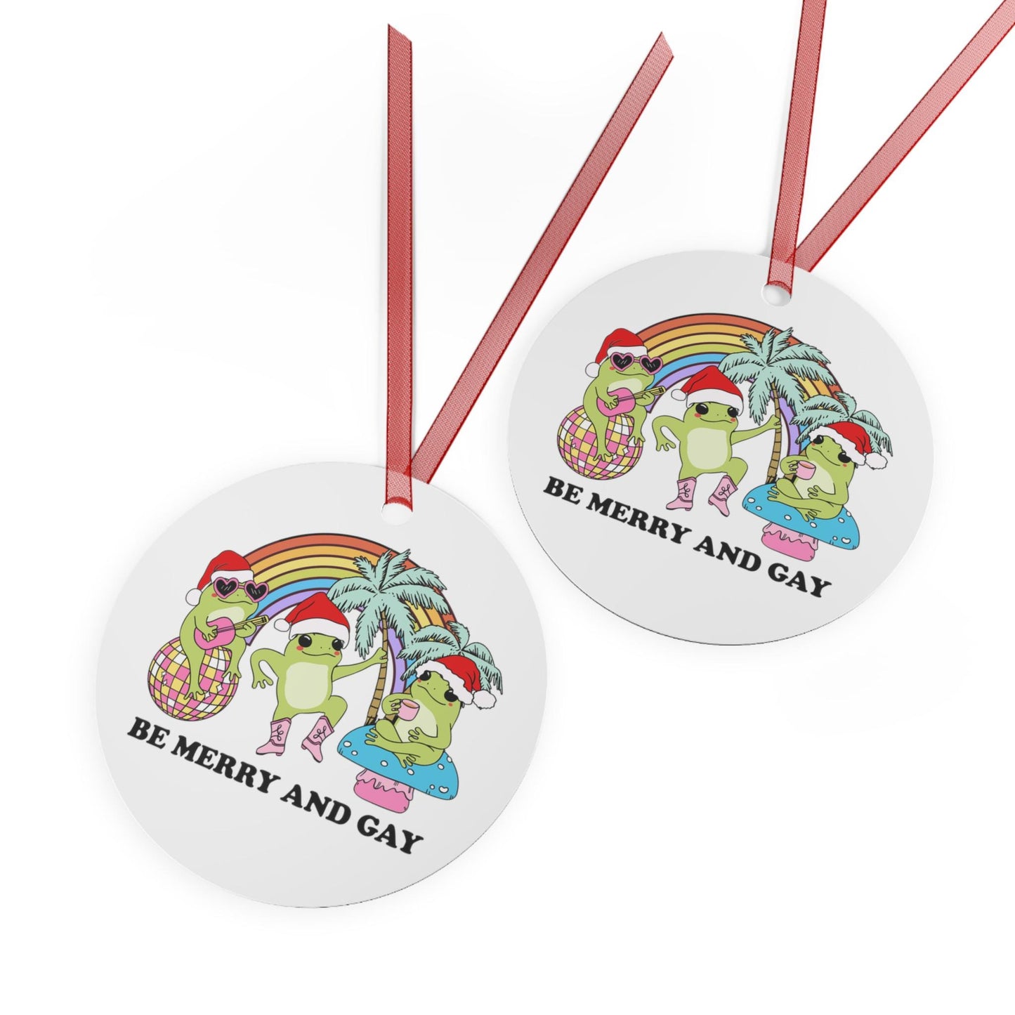 Be merry and gay christmas ornament | queer ornament | queer christmas | gay frogs | nonbinary frog | lesbian ornament | bisexual christmas