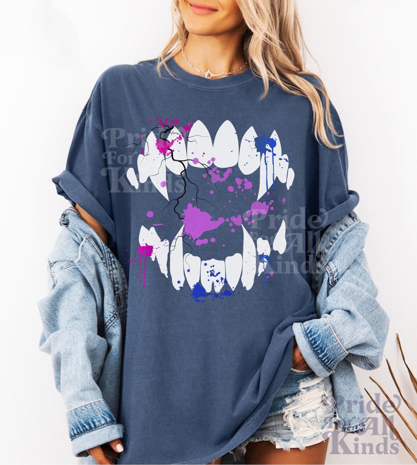 Bisexual vampire | bisexual halloween | gay halloween | subtle bi pride | queer vampire | lgbtq halloween | bi pride shirts | men bisexual