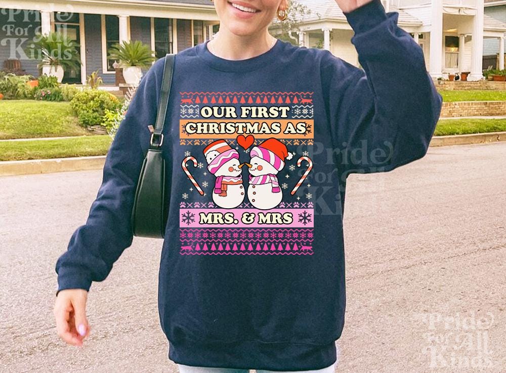 our first christmas as mrs and mrs | lesbian christmas | lesbian couple | lesbian sweatshirt | lesbian bride | lesbian wife christmas | gift
