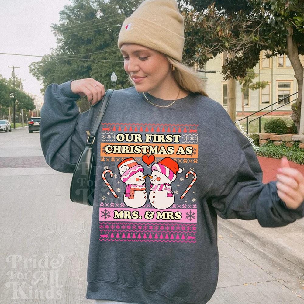 our first christmas as mrs and mrs | lesbian christmas | lesbian couple | lesbian sweatshirt | lesbian bride | lesbian wife christmas | gift