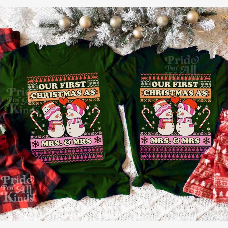 lesbian couple christmas shirt