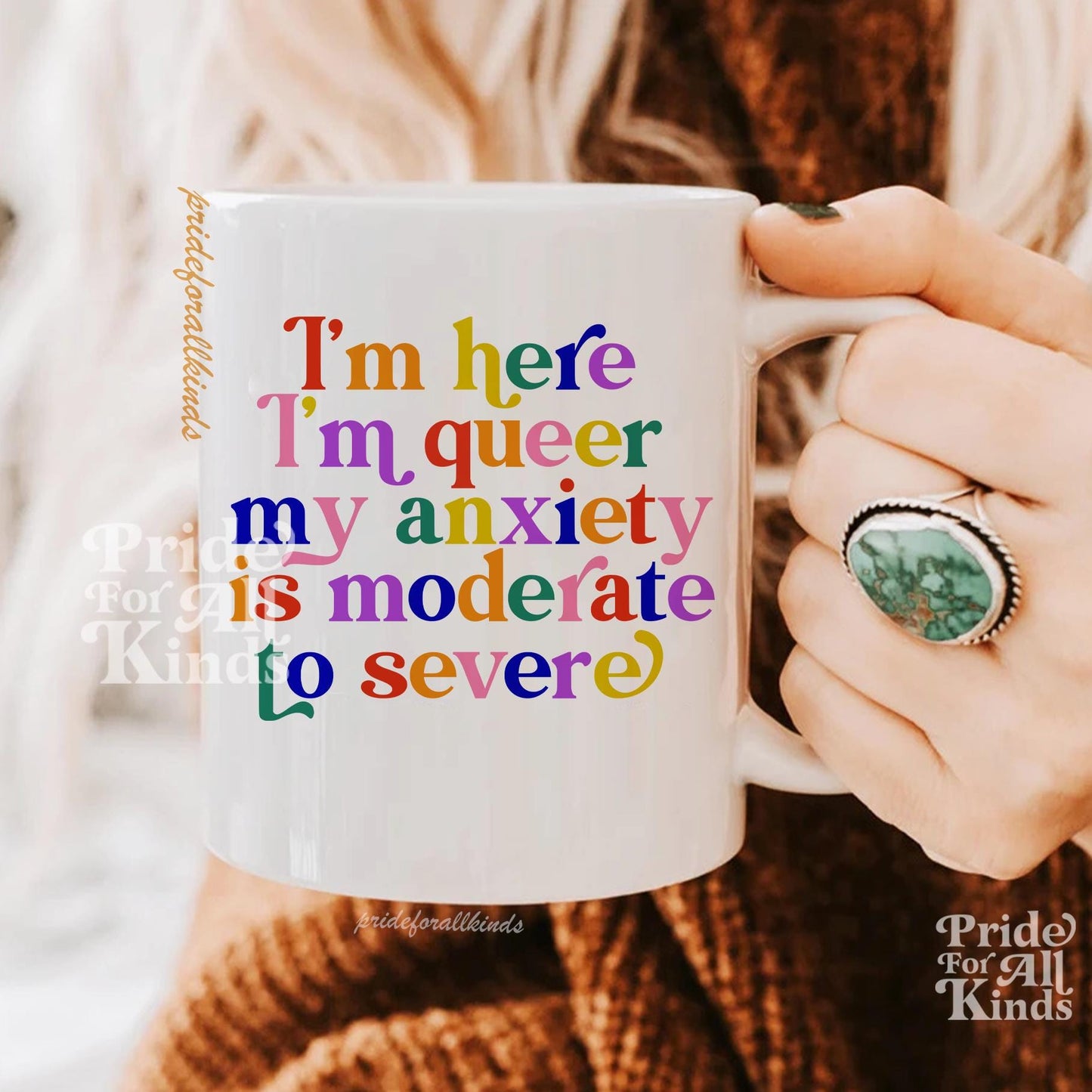 im here im queer my anxiety is moderate to severe | queer mug | gay mug | gay panic | funny gay gifts | lesbian mug | bisexual mug | trans