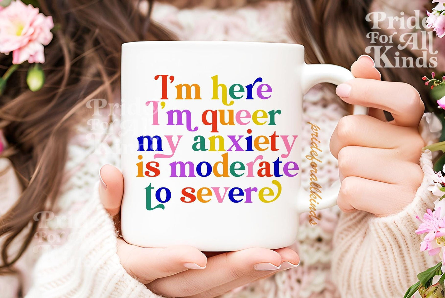 im here im queer my anxiety is moderate to severe | queer mug | gay mug | gay panic | funny gay gifts | lesbian mug | bisexual mug | trans
