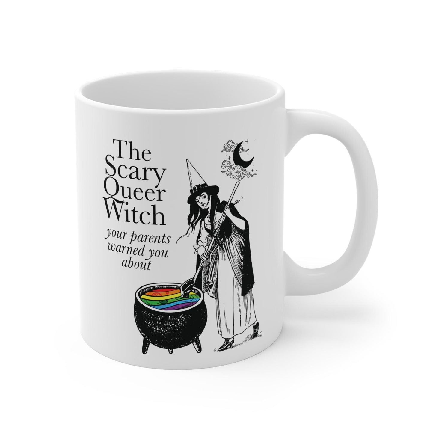 The spooky queer witch mug | queer pride merch | gay mug | lesbian mug | lesbian gift | bisexual mug | funny queer gift | lgbt pride mug |