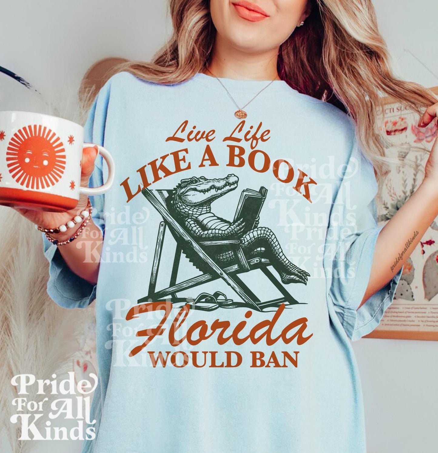 Live life like a book florida would ban comfort colors shirt | | banned books tshirt | vote banned books apparel | i read banned books |