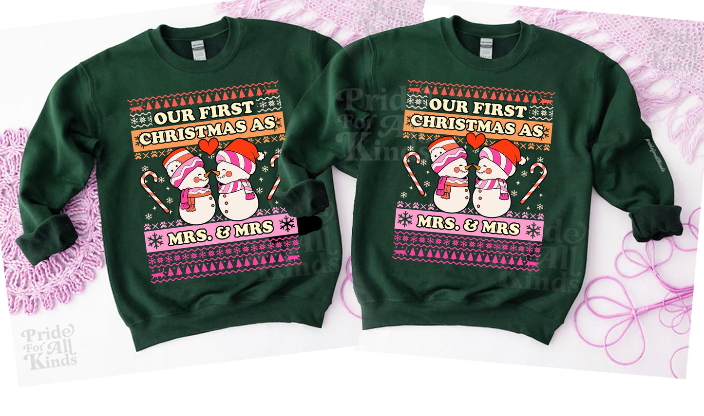 our first christmas as mrs and mrs | lesbian christmas | lesbian couple | lesbian sweatshirt | lesbian bride | lesbian wife christmas | gift