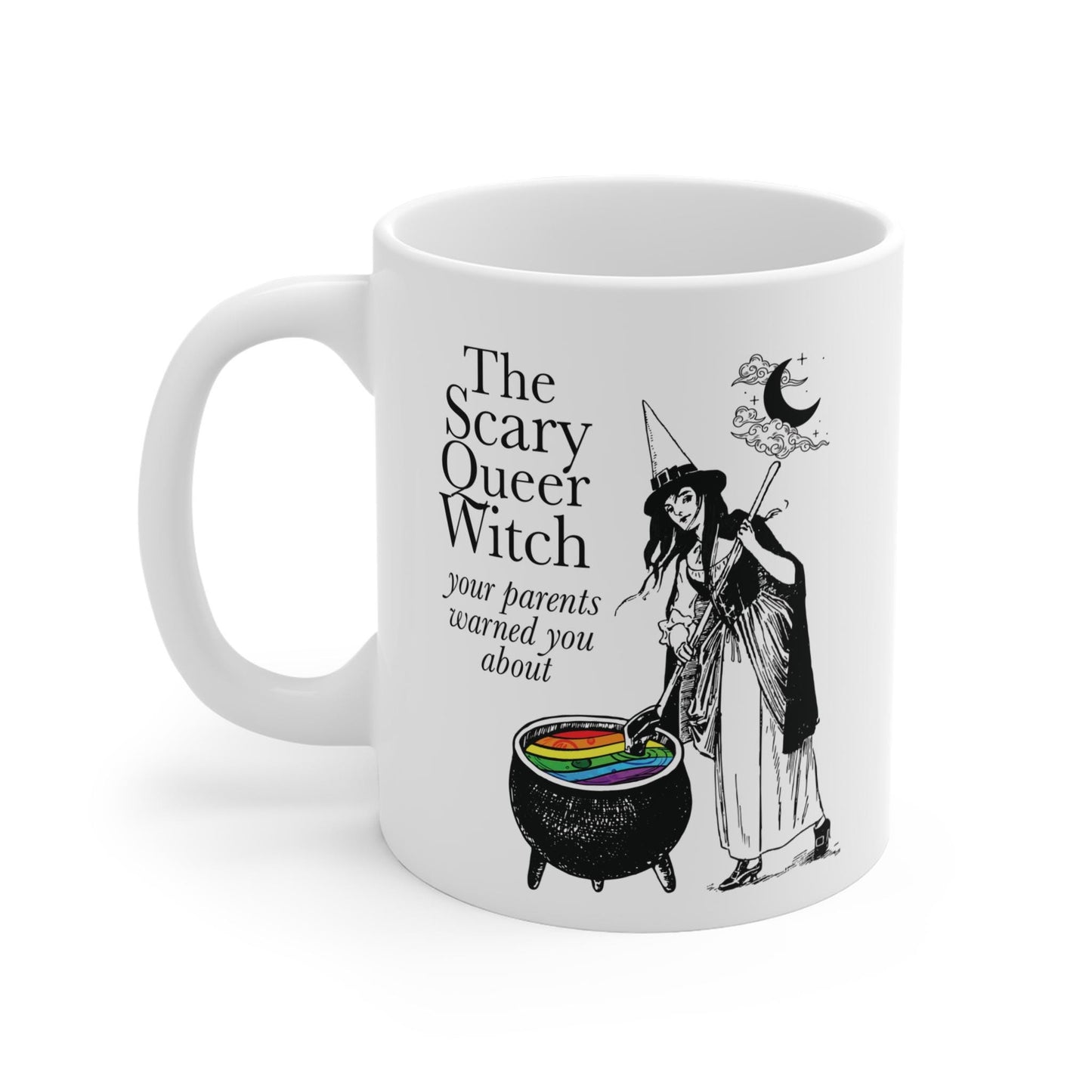 The spooky queer witch mug | queer pride merch | gay mug | lesbian mug | lesbian gift | bisexual mug | funny queer gift | lgbt pride mug |