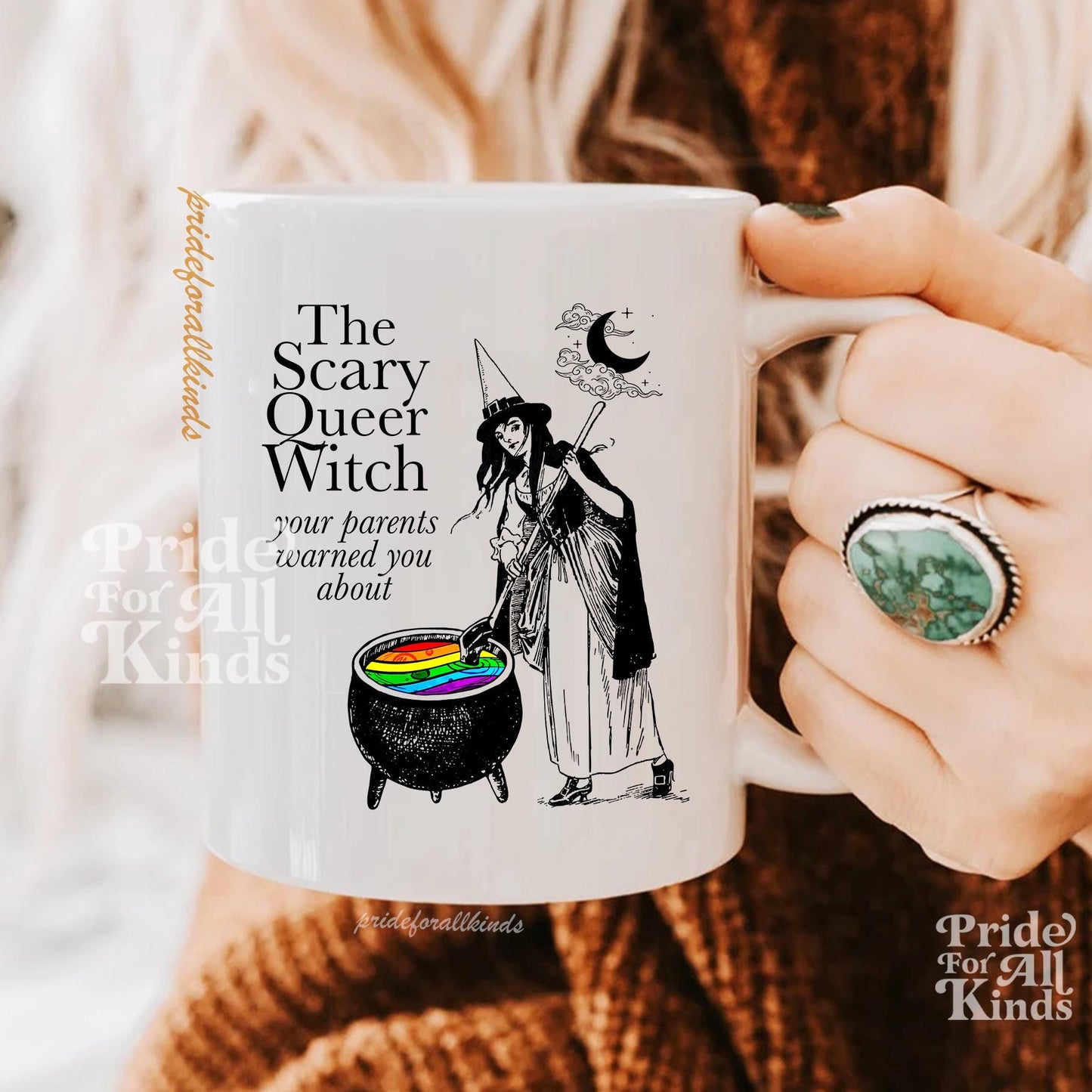 The spooky queer witch mug | queer pride merch | gay mug | lesbian mug | lesbian gift | bisexual mug | funny queer gift | lgbt pride mug |