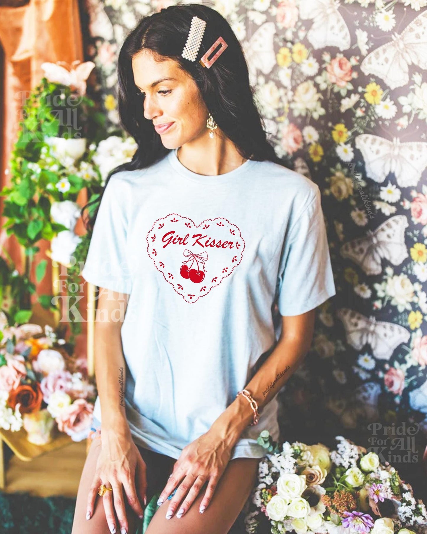 Girl kisser shirt | lesbian fashion | bi pride | femme lesbian | funny lesbian shirt | subtle lesbian | wlw sapphic pride | pansexual |