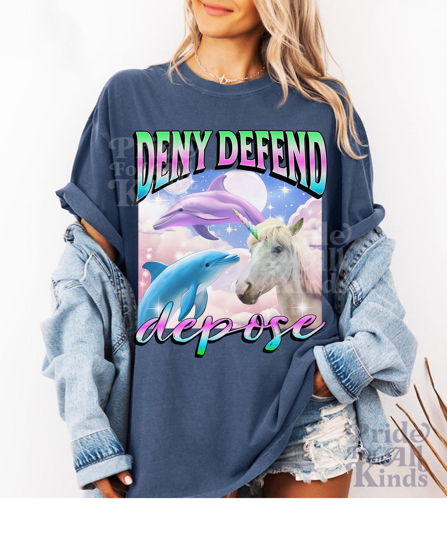 Deny defend depose | comfort colors | anti capitalism | leftist shirt | leftist gifts | dolphin meme | social democrat | people over profit