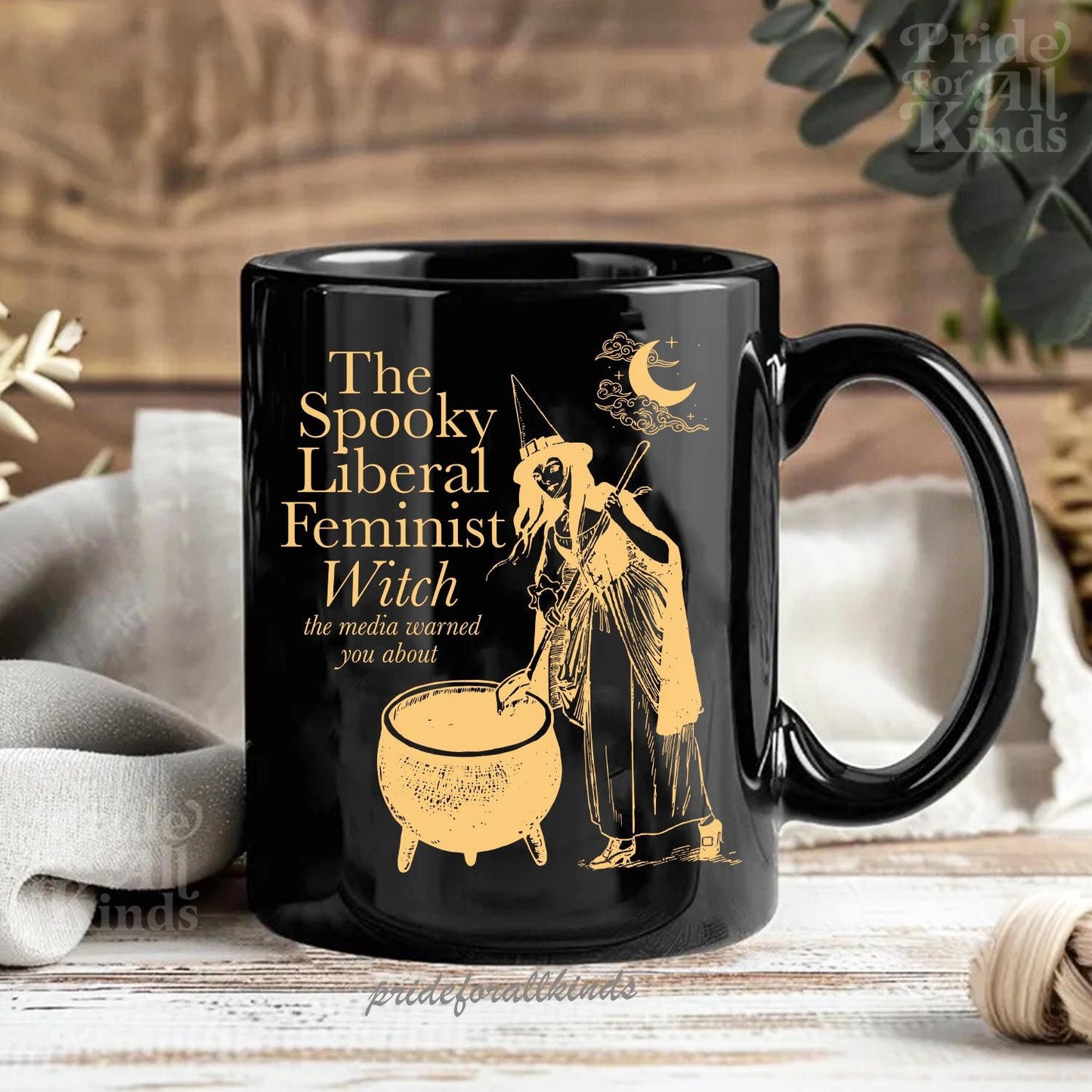 spooky liberal feminist witch mug