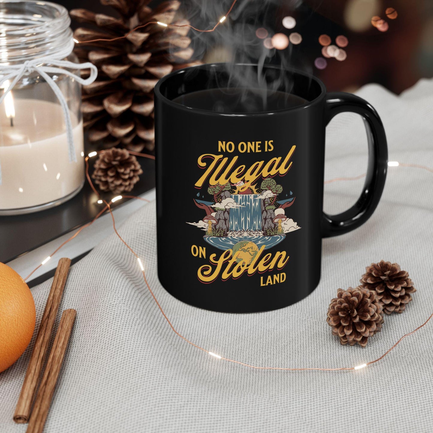 No one is illegal on stolen land | feminist mug | leftist gift | anti racist | anti capitalist | anti fascism | social democrat | liberal