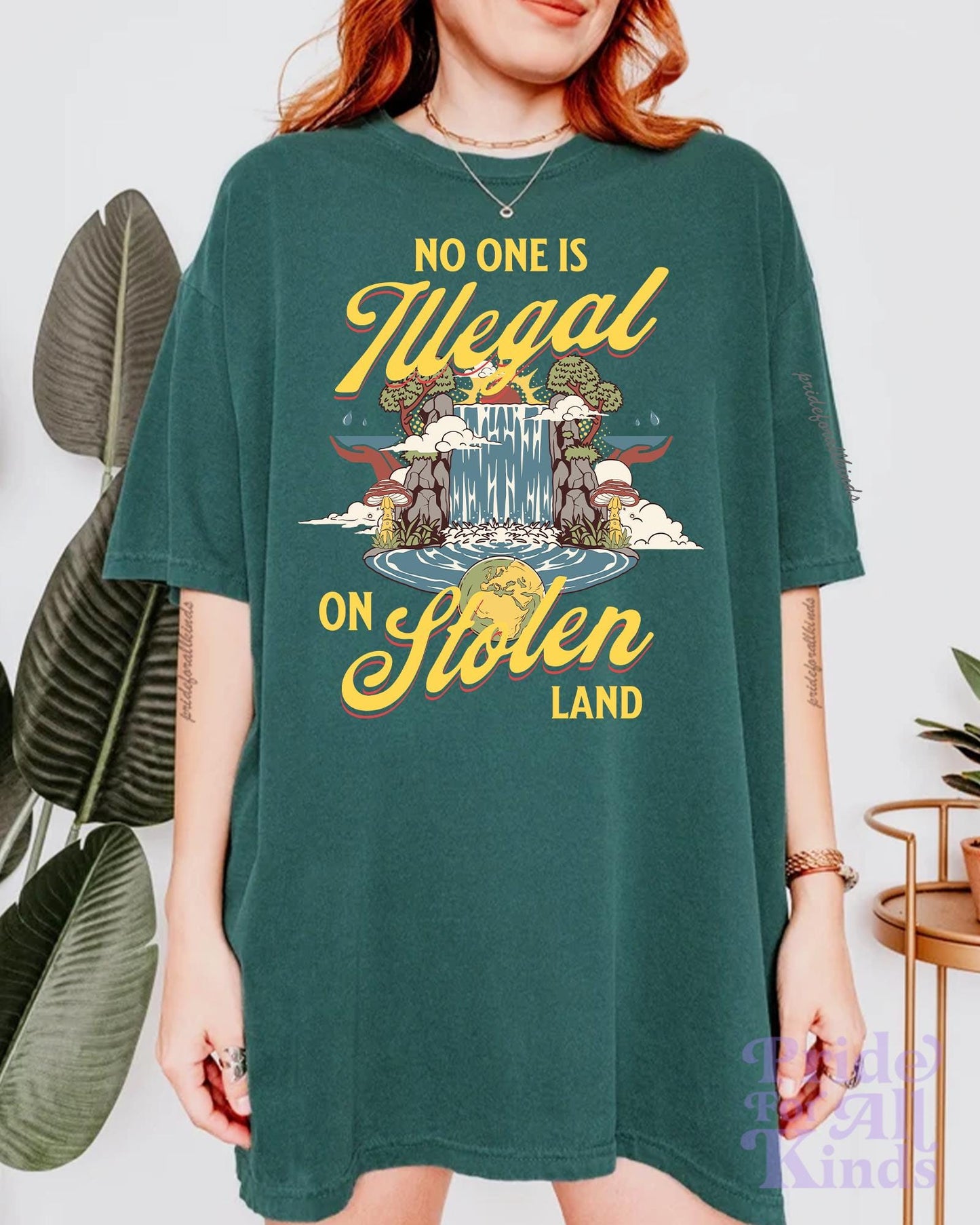 No one is illegal on stolen land | Comfort Colors | immigrants make america great | anti racism | anti fascism | liberal tshirt | leftist