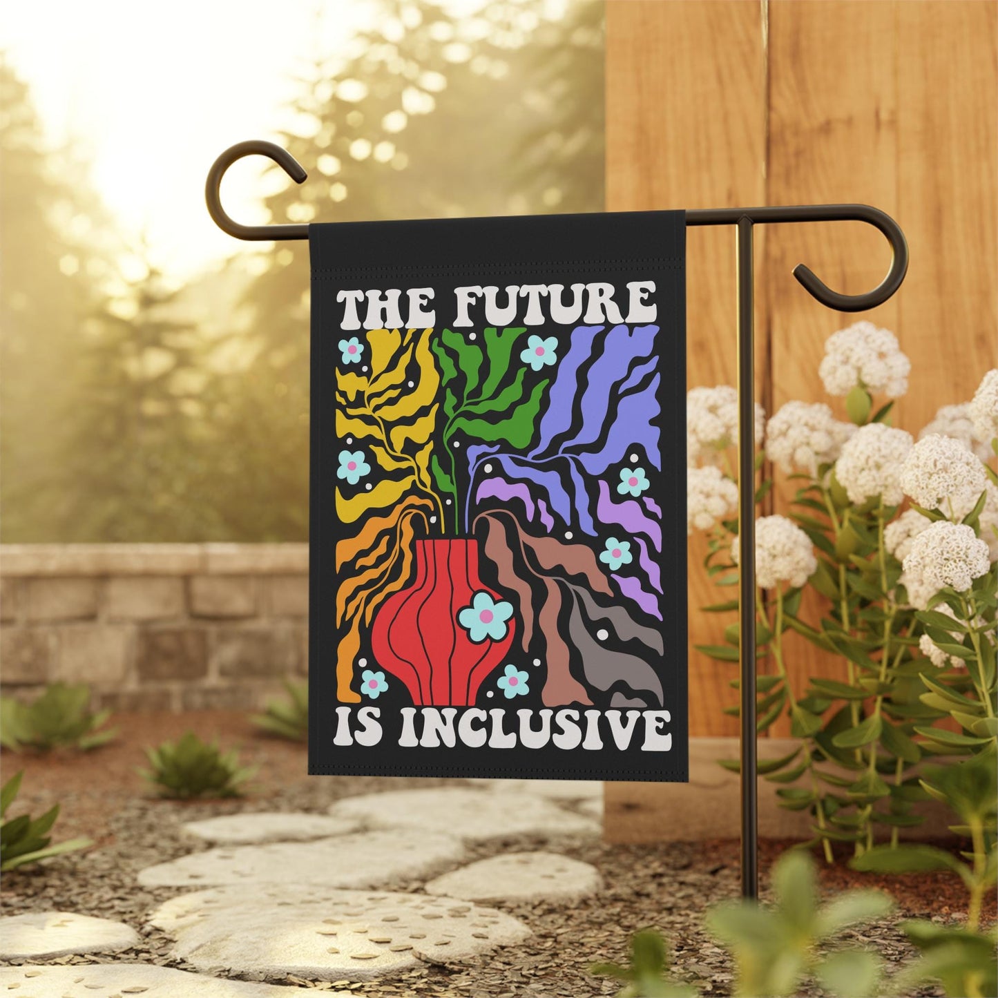 The future is inclusive flag | pride garden flag | fdt flag | anti racism flag | trans flag | lesbian flag | nonbinary gift | anti fascism
