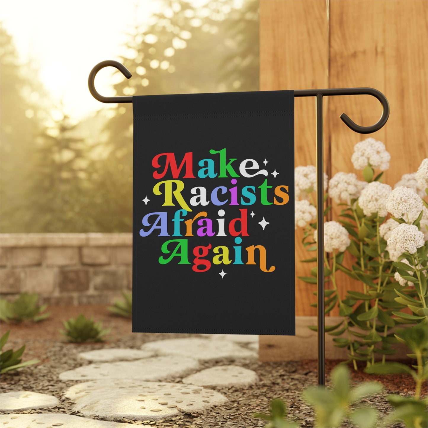 Make racists afraid again flag | anti racism flag | anti fascism | fight fascism flag | resist flag | liberal feminist human rights |leftist