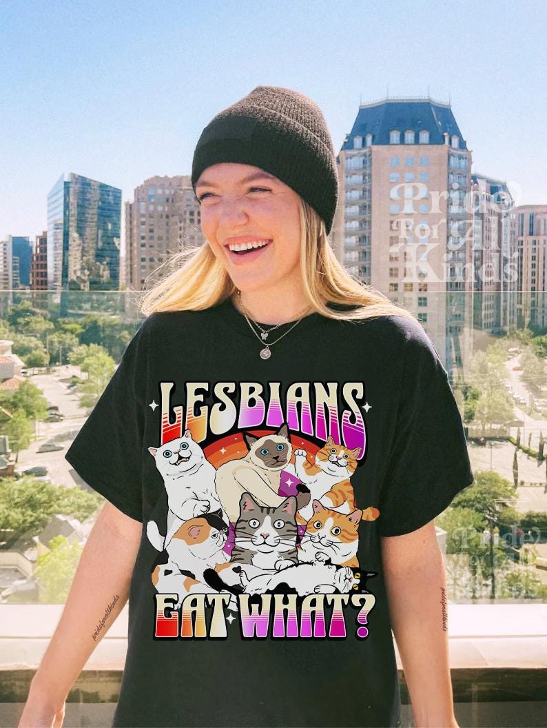 lesbians eat what | lesbian cat | lesbian fashion | lesbian art | lesbian pride shirt | sapphic pride | subtle pride | femme lesbian | masc